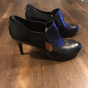 Black Leather High Heel Booties